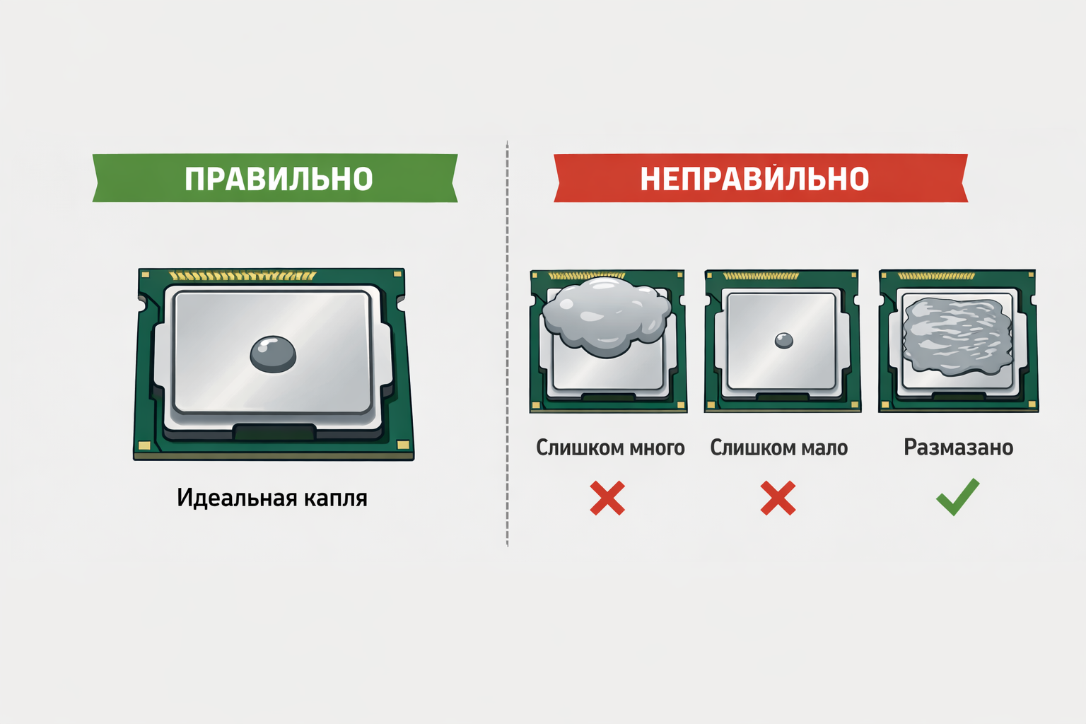 сколько термопасты наносить на процессор
